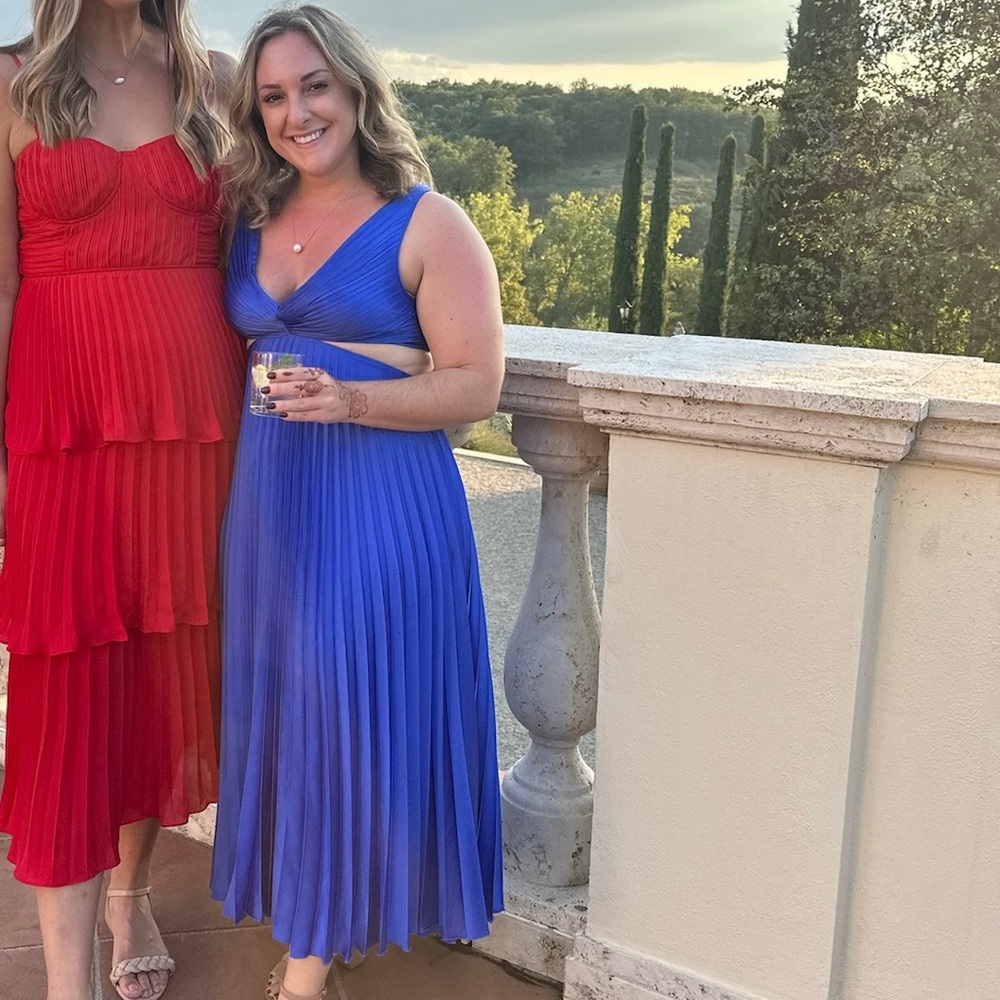 Abercrombie & Fitch Giselle Pleated Cutout Royal Blue Dress Size MP